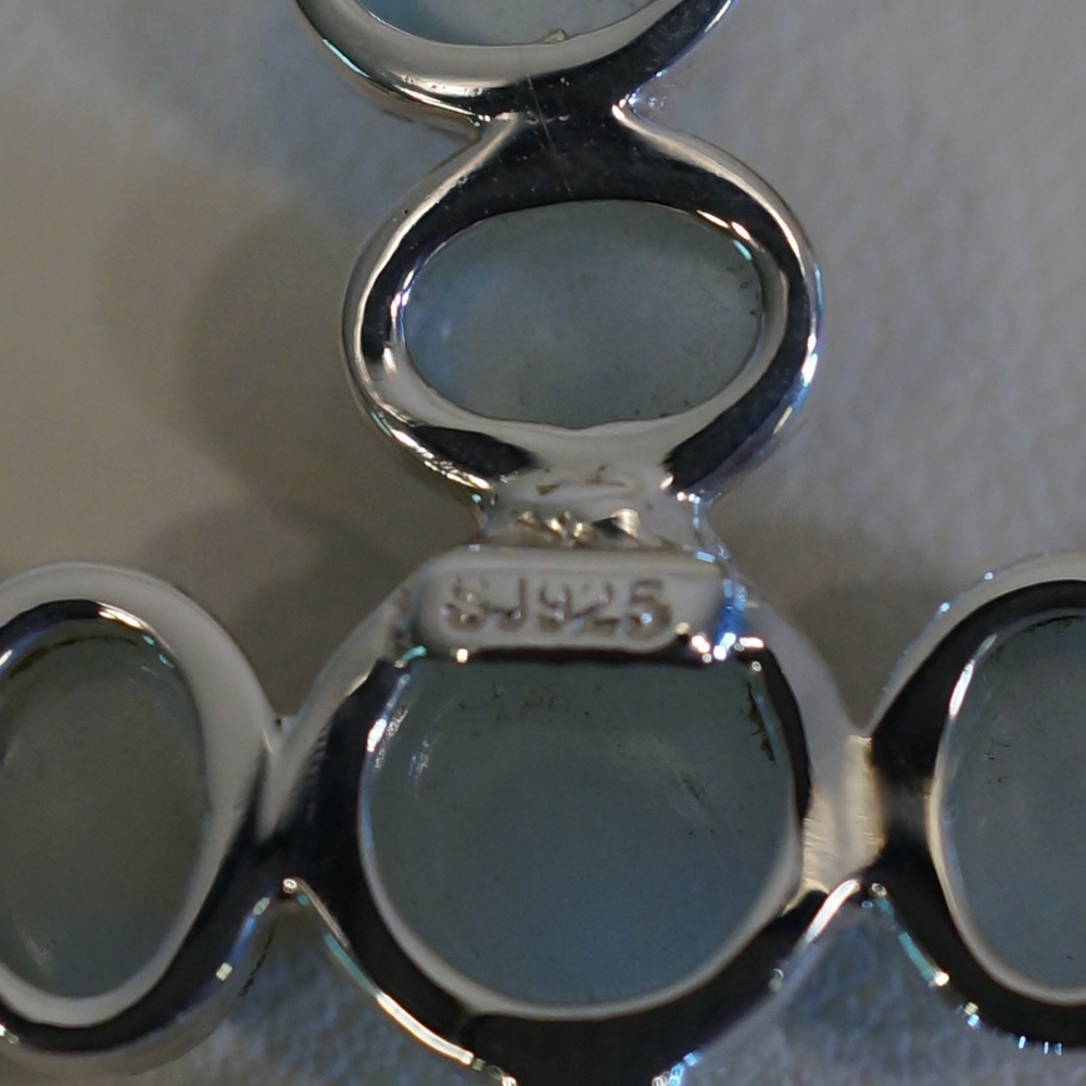 Sterling Silver (.925) Genuine Aquamarine Cross - Picture 3 of 5